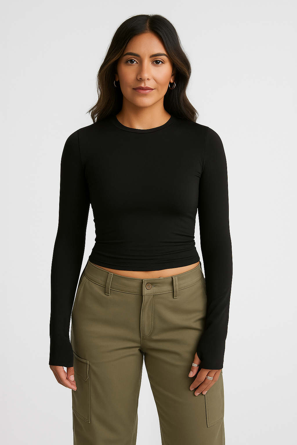 Women Long Sleeve Top – Crew Neck Street Style, Slim & Stretchy
