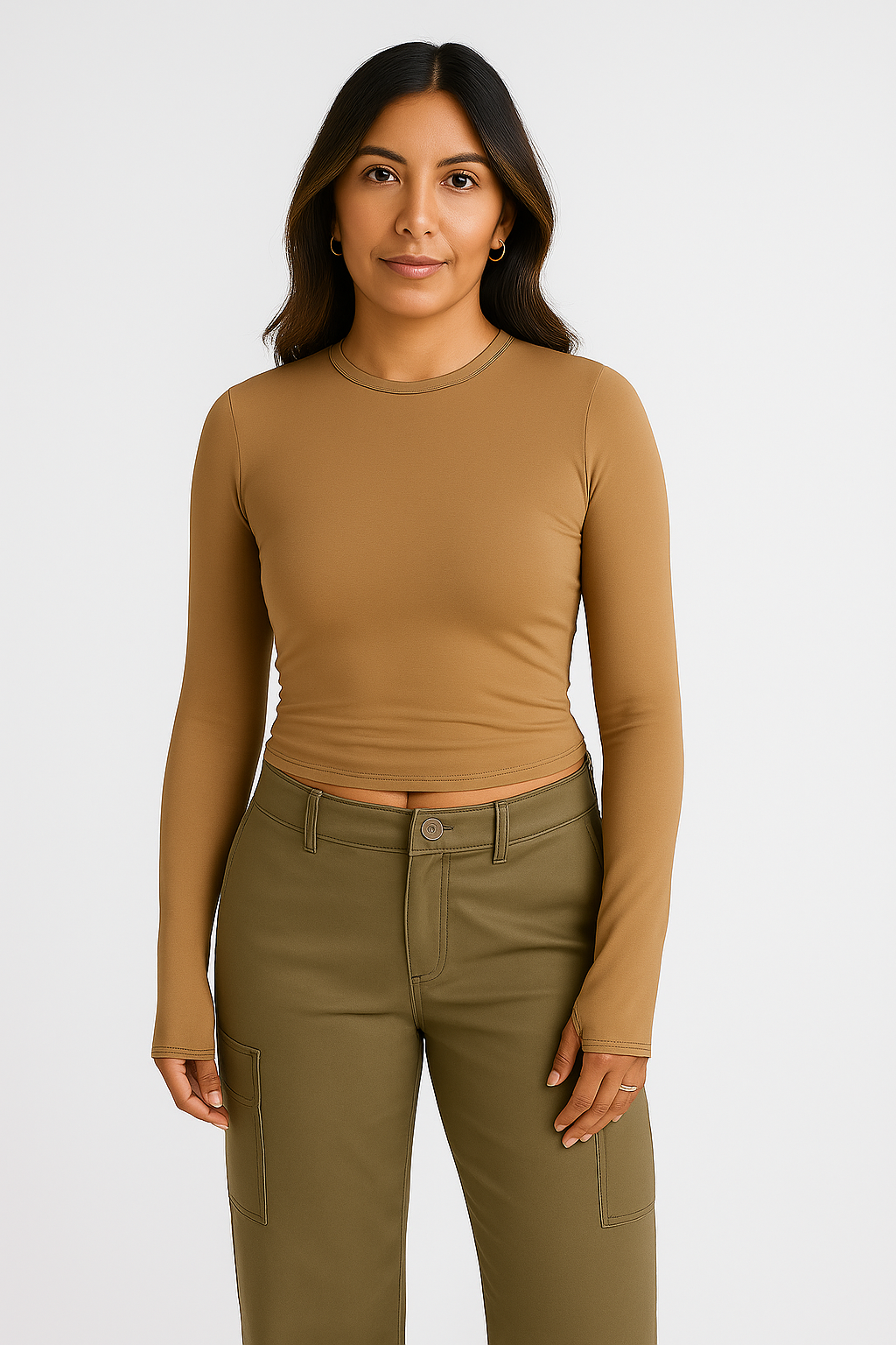 Women Long Sleeve Top – Crew Neck Street Style, Slim & Stretchy