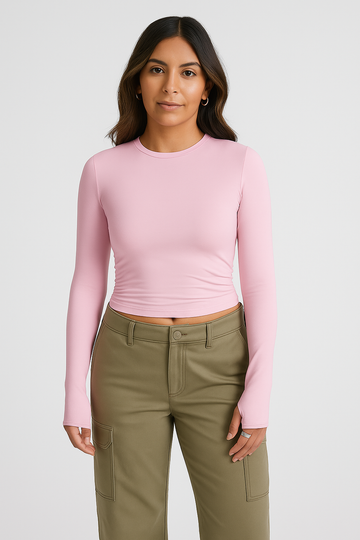 Women Long Sleeve Top – Crew Neck Street Style, Slim & Stretchy