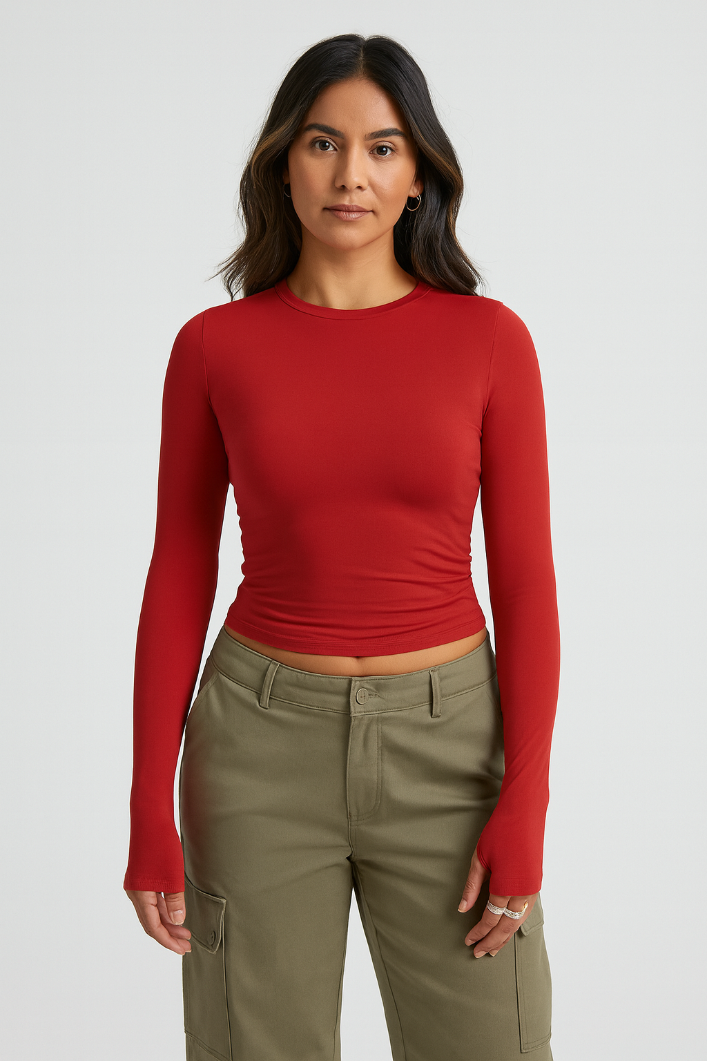 Women Long Sleeve Top – Crew Neck Street Style, Slim & Stretchy