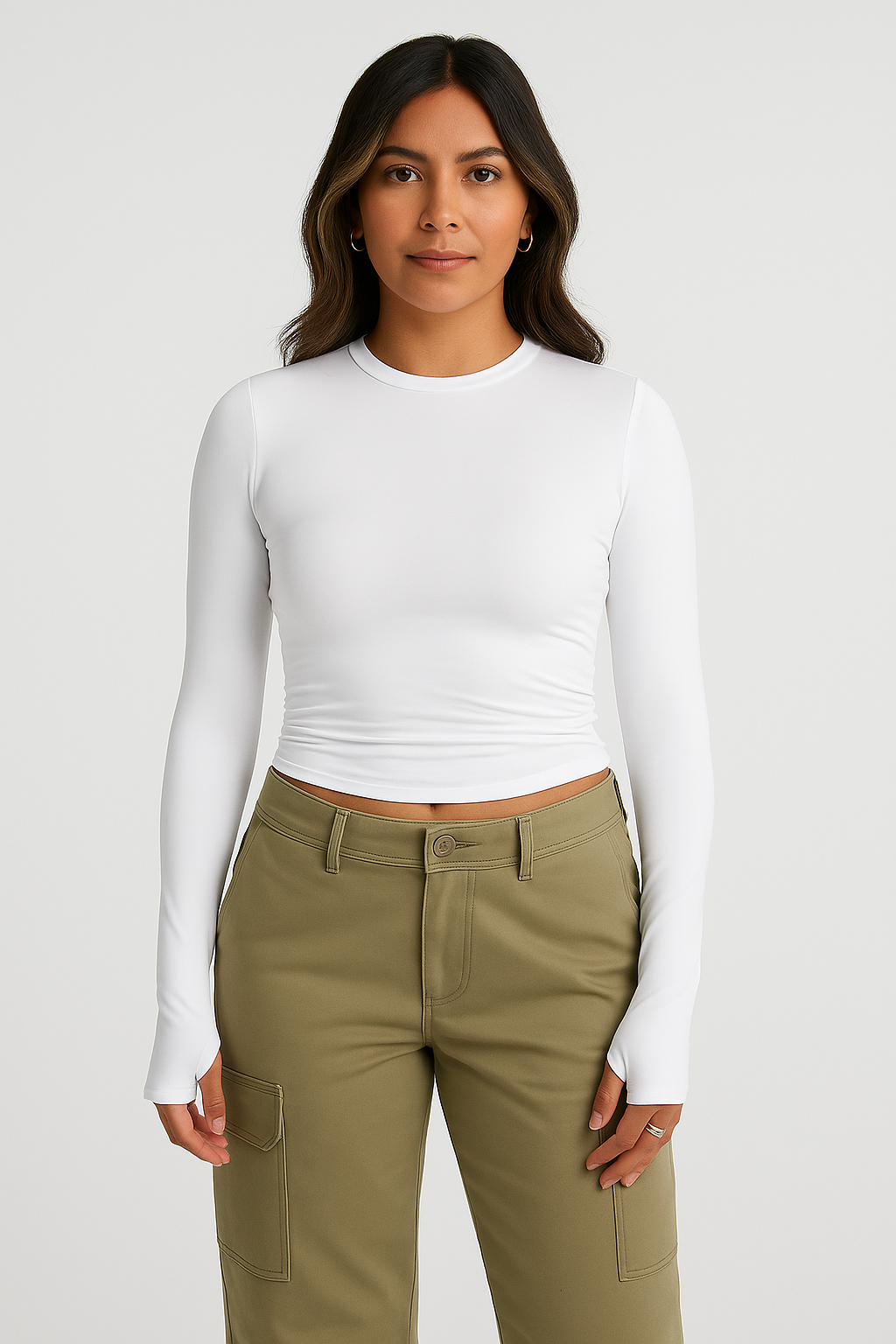 Women Long Sleeve Top – Crew Neck Street Style, Slim & Stretchy