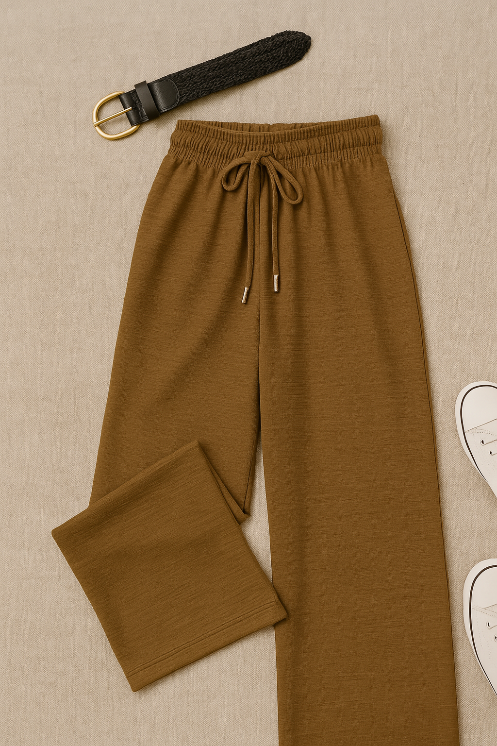 Women’s Pants – Floor-Length Look, High-Waisted & Relaxed