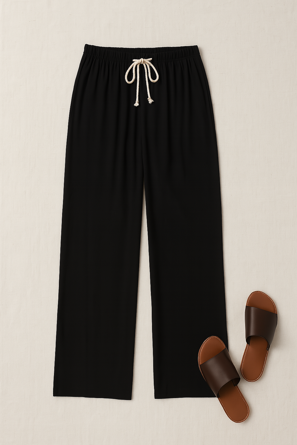 Women’s Pants – Drape Wide-Leg Style, High-Waisted & Flowing