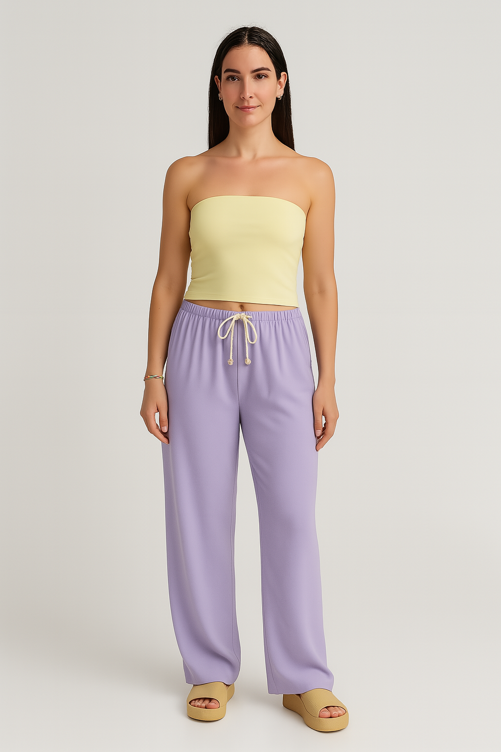 Women’s Pants – Drape Wide-Leg Style, High-Waisted & Flowing