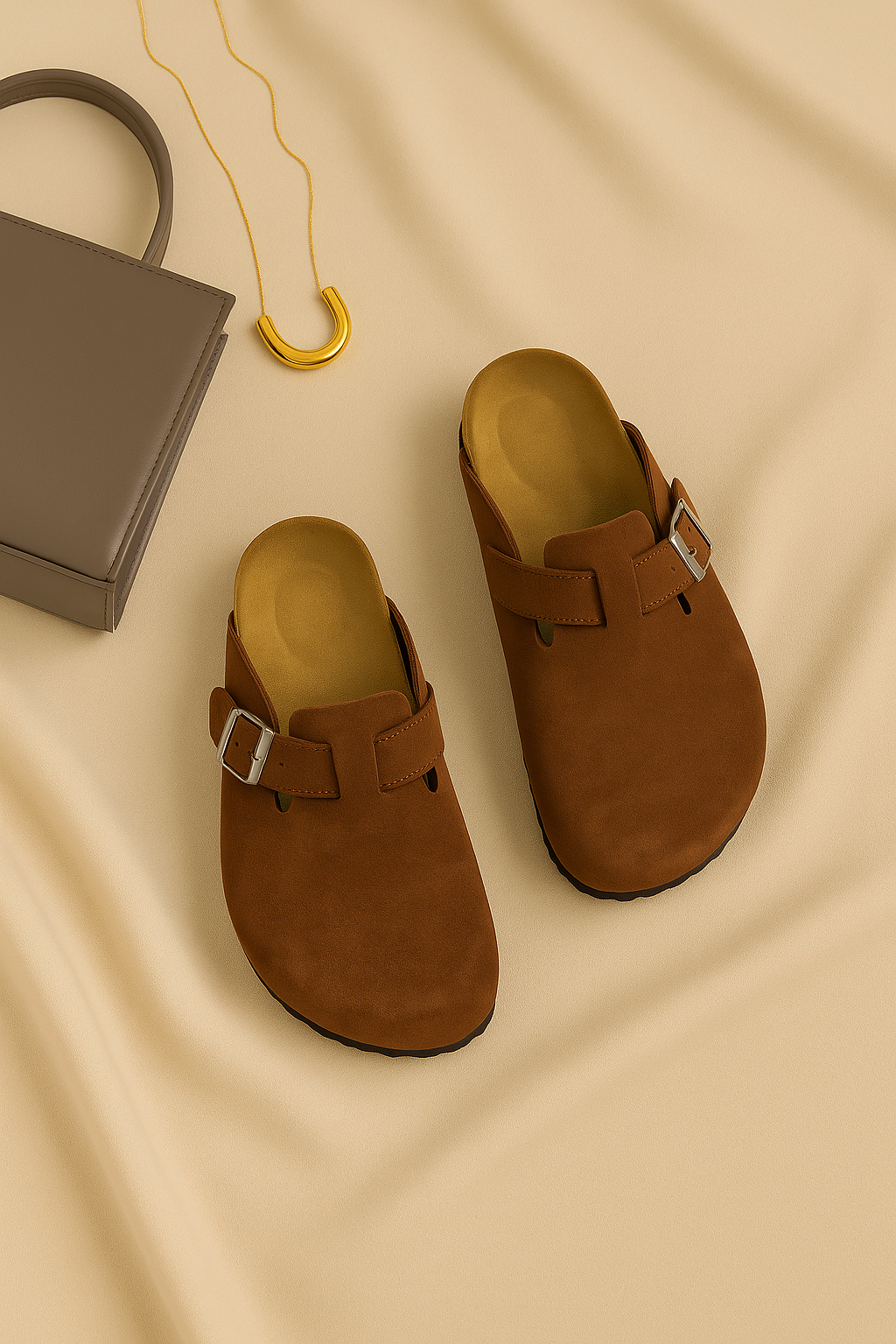 Women Sandals – Suede-Look Slip-On, Cushioned & Supportive