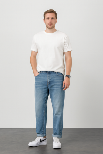 Men’s Pants – Tapered Denim Look, Lightweight & Slim Fit
