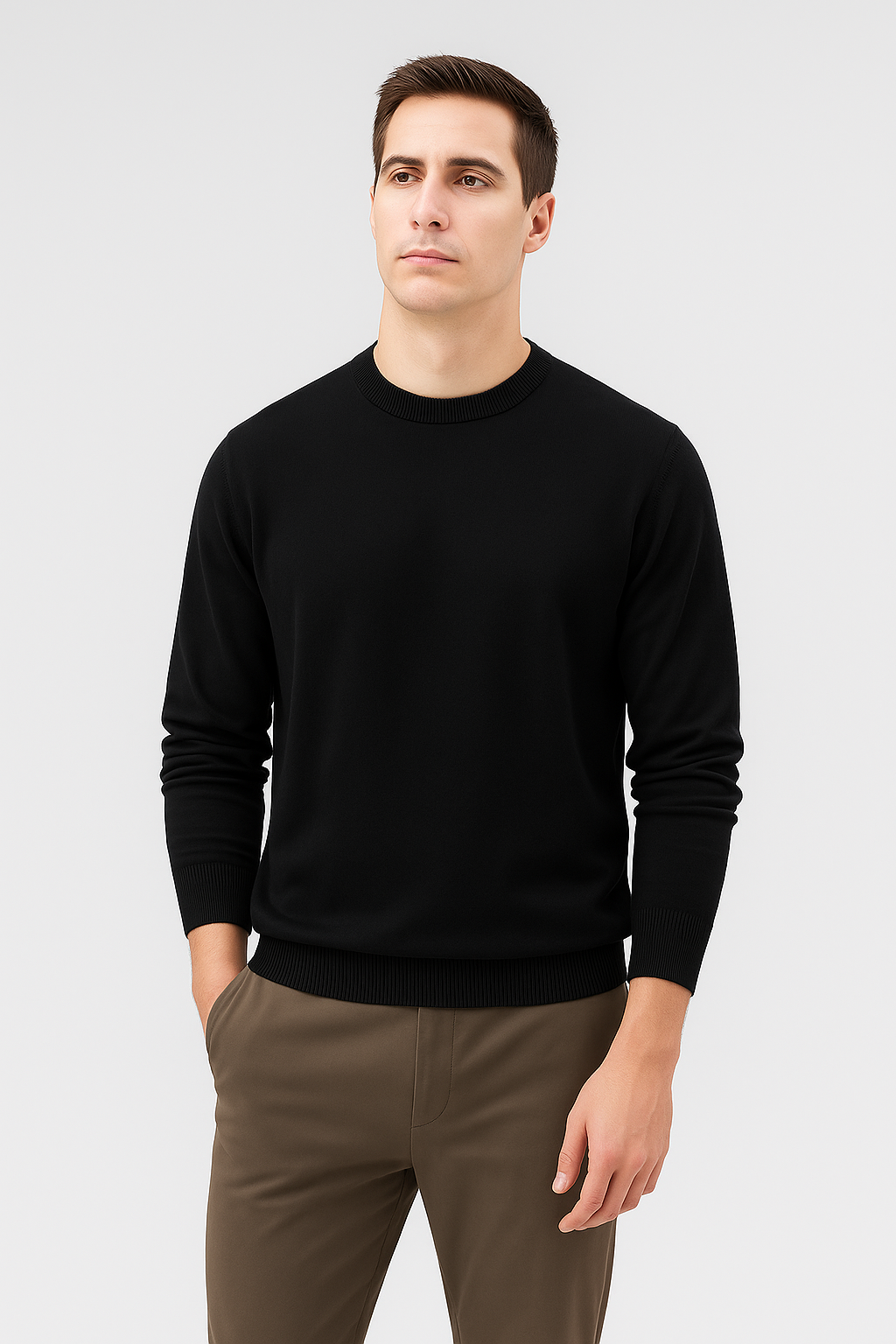 Men’s Sweatshirt – Knitted Crewneck Look, Warm & Relaxed Fit