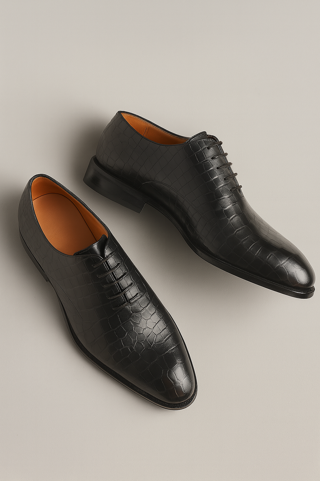 Men’s Dress Shoes – Crocodile Texture Look, Formal & Fashionable