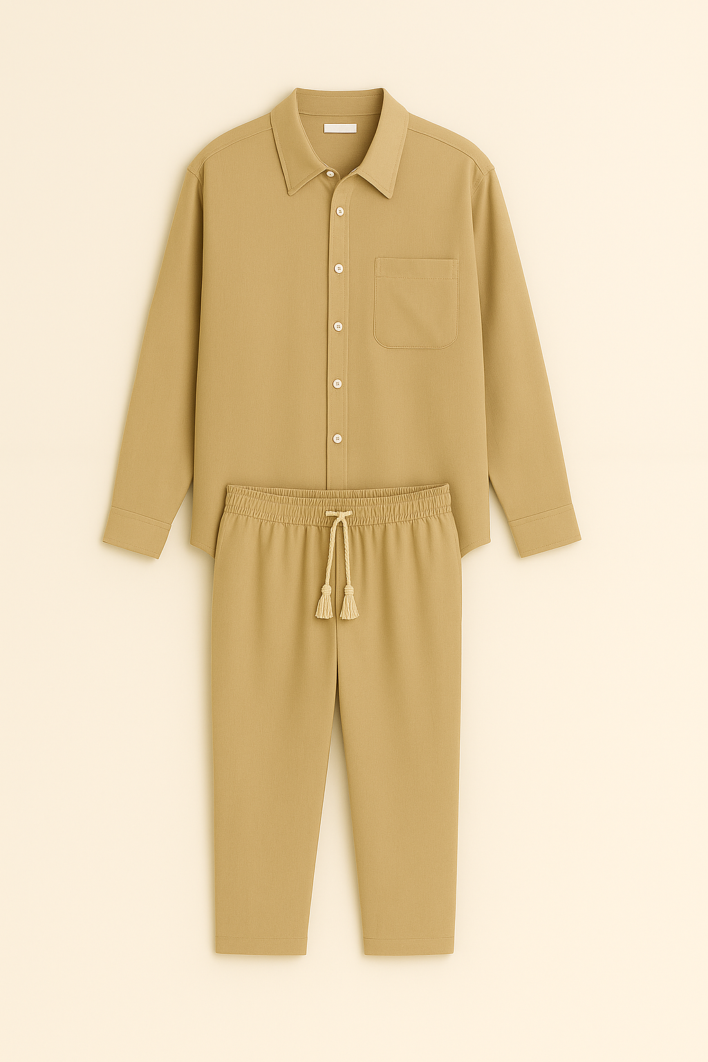 Men's Casual Set – Linen-Look Shirt & Pants, Relaxed Fit & Timeless Style