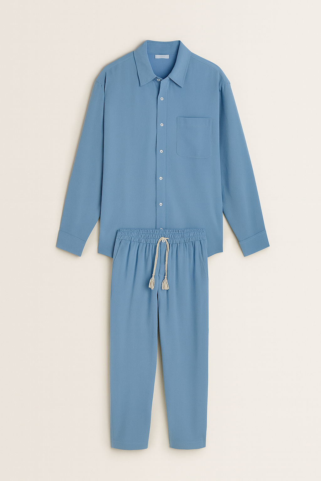 Men's Casual Set – Linen-Look Shirt & Pants, Relaxed Fit & Timeless Style