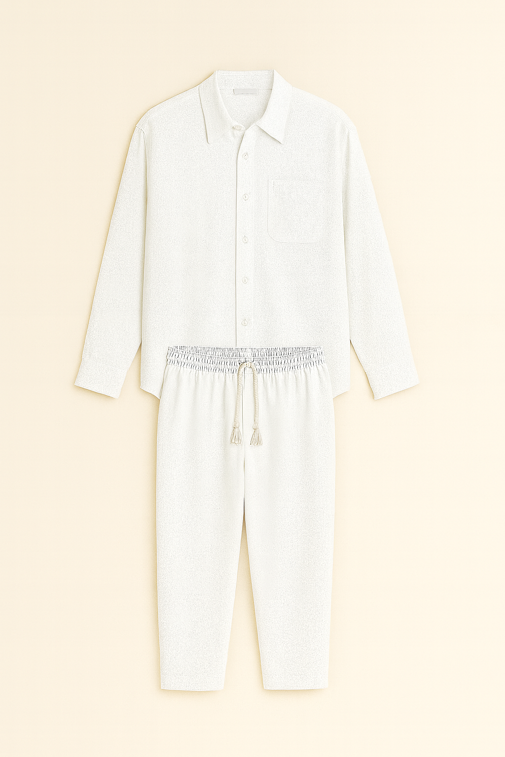 Men's Casual Set – Linen-Look Shirt & Pants, Relaxed Fit & Timeless Style