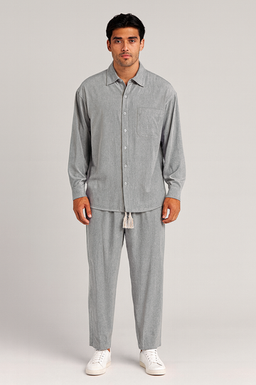 Men's Casual Set – Linen-Look Shirt & Pants, Relaxed Fit & Timeless Style