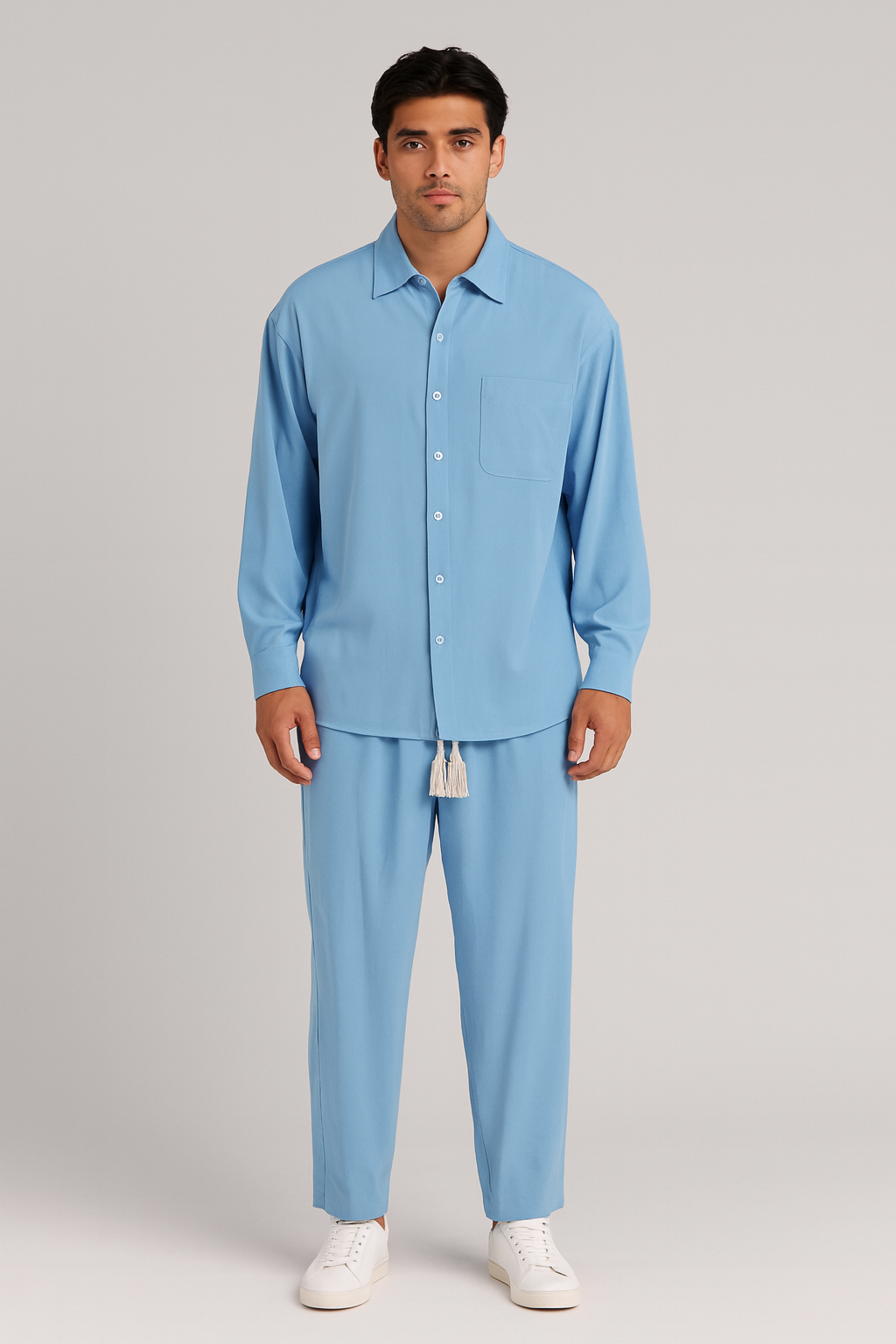 Men's Casual Set – Linen-Look Shirt & Pants, Relaxed Fit & Timeless Style