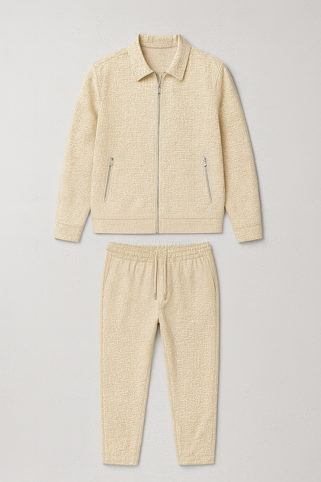Men's Matching Set – Polo Jacket & Pants, Breathable & Smart Casual Look