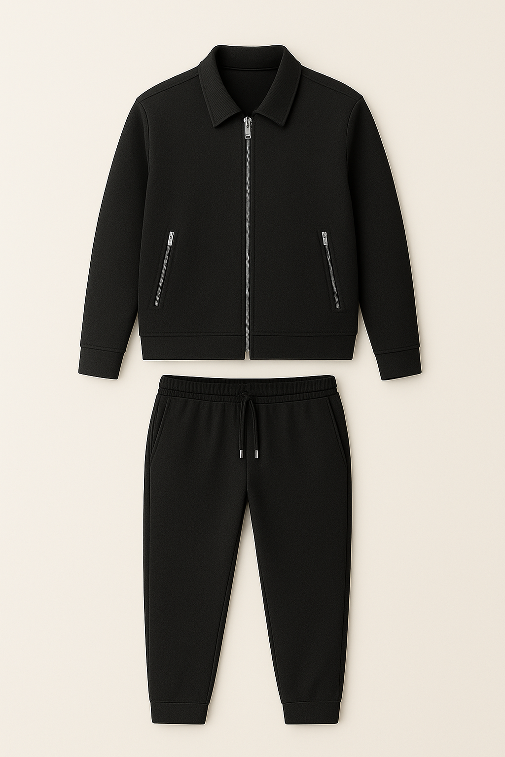 Men's Matching Set – Polo Jacket & Pants, Breathable & Smart Casual Look