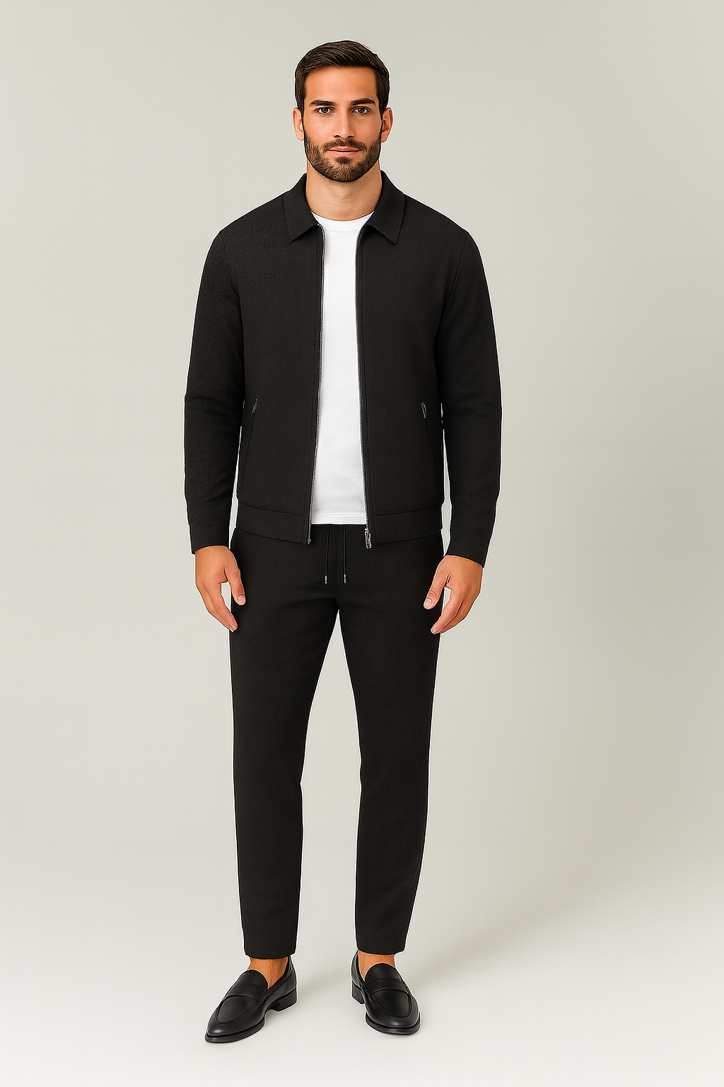 Men's Matching Set – Polo Jacket & Pants, Breathable & Smart Casual Look