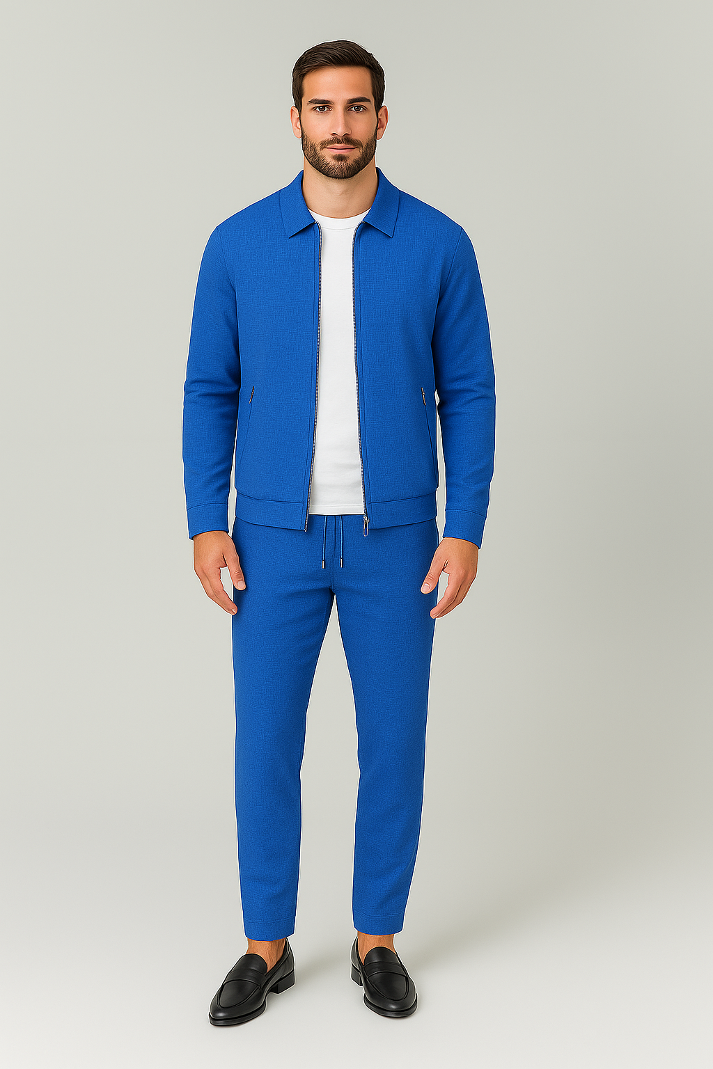 Men's Matching Set – Polo Jacket & Pants, Breathable & Smart Casual Look