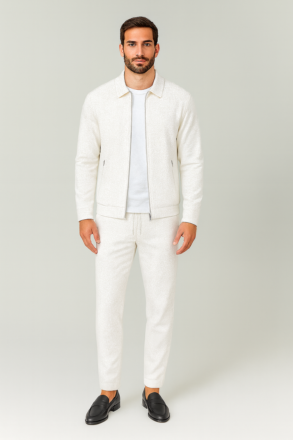 Men's Matching Set – Polo Jacket & Pants, Breathable & Smart Casual Look