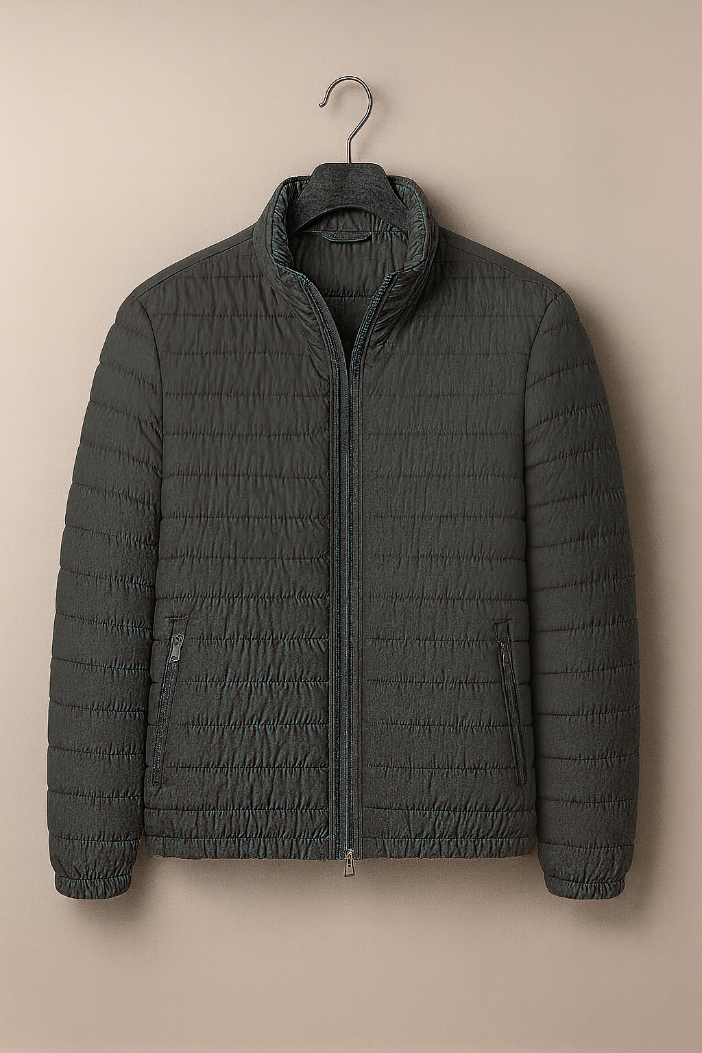 Men’s Jacket – Puffer Style Look, Slim Fit & Stand Collar Comfort