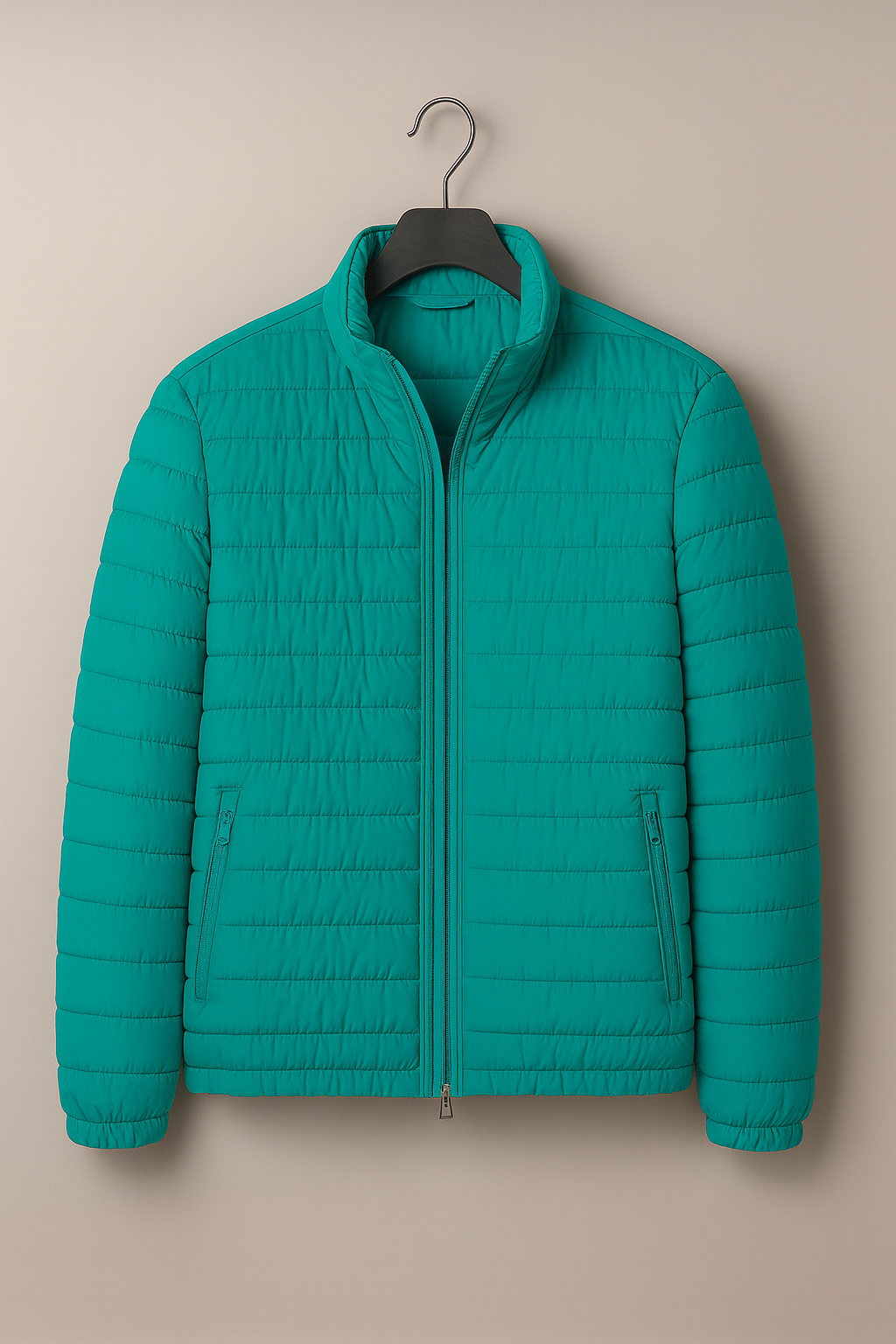 Men’s Jacket – Puffer Style Look, Slim Fit & Stand Collar Comfort