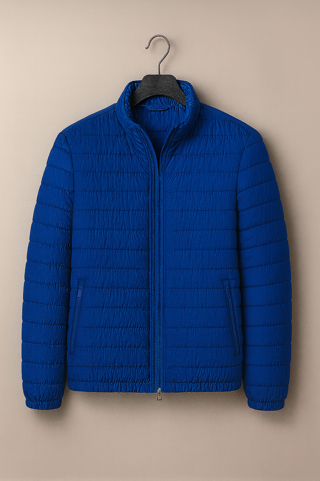 Men’s Jacket – Puffer Style Look, Slim Fit & Stand Collar Comfort