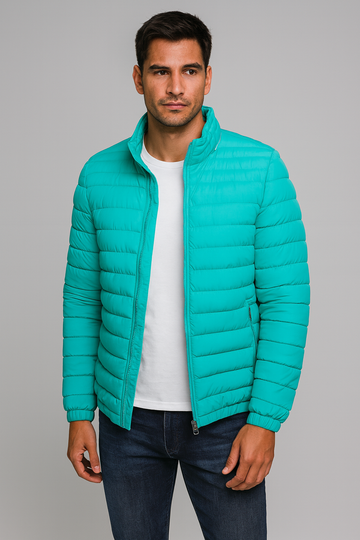 Men’s Jacket – Puffer Style Look, Slim Fit & Stand Collar Comfort