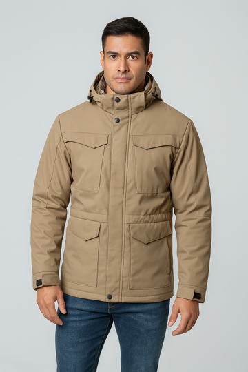Men’s Jacket – Military Parka Look, Windproof & Thermal Warm