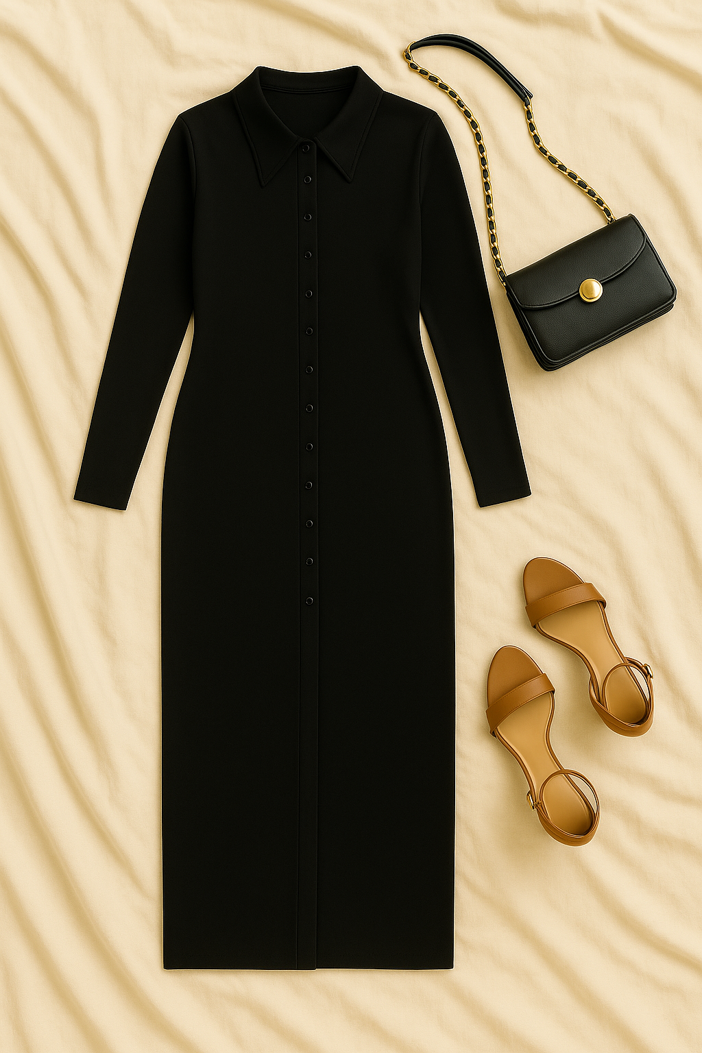 Women’s Sweater Dress – Buttoned Lapel Style, Slim & Sophisticated