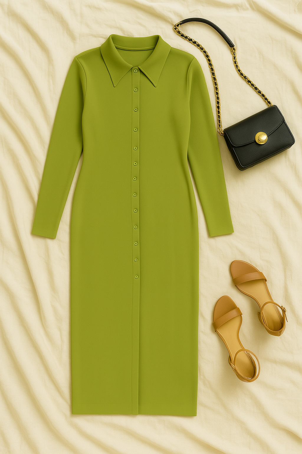 Women’s Sweater Dress – Buttoned Lapel Style, Slim & Sophisticated