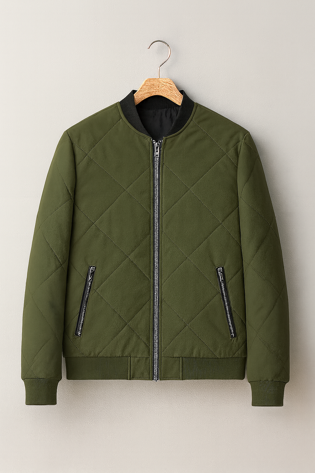 Men’s Quilted Jacket – Fleece-Lined Winter Look, Thick & Cropped Fit