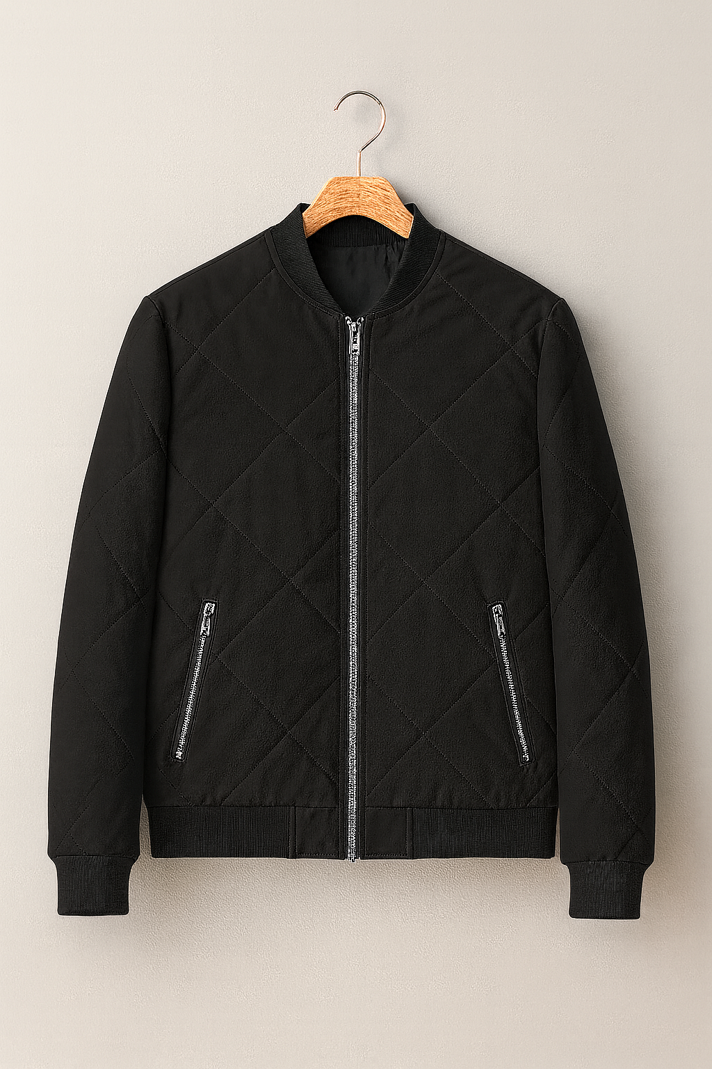 Men’s Quilted Jacket – Fleece-Lined Winter Look, Thick & Cropped Fit