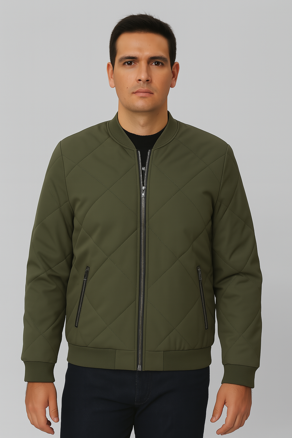 Men’s Quilted Jacket – Fleece-Lined Winter Look, Thick & Cropped Fit