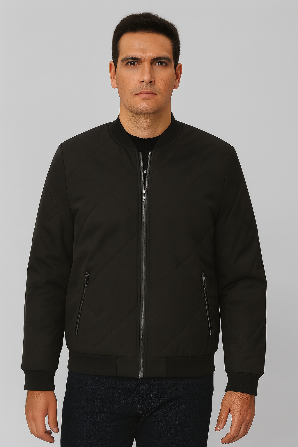 Men’s Quilted Jacket – Fleece-Lined Winter Look, Thick & Cropped Fit