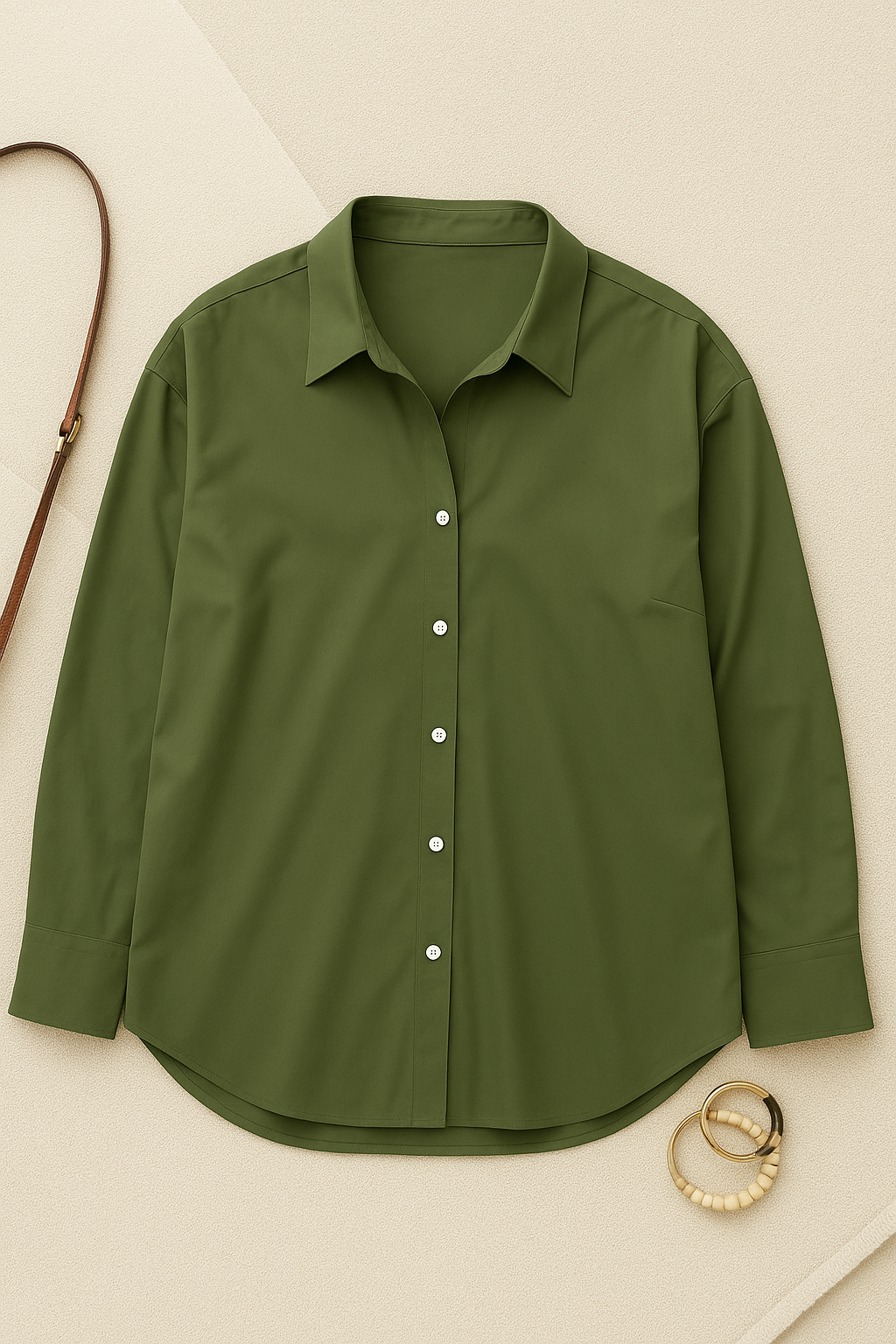 Women’s Button Down Shirts – V-Neck Lapel Style, Elegant & Loose-Fit